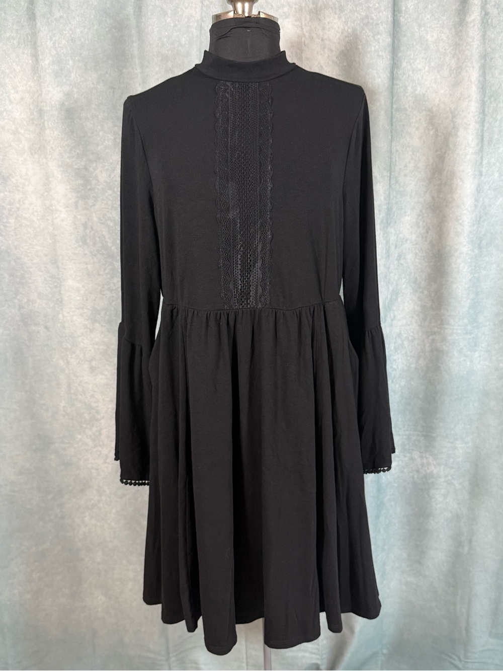 TORRID MOCK NECK MINI SKATER DRESS - JERSEY BLACK Size 2